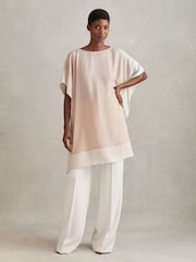 Reiss Nude/White Alani Colourblock Side Drape Tunic - Image 6 of 7