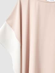 Reiss Nude/White Alani Colourblock Side Drape Tunic - Image 7 of 7