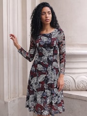 Roman Red Leaf Lace Stretch Dress - Image 1 of 4