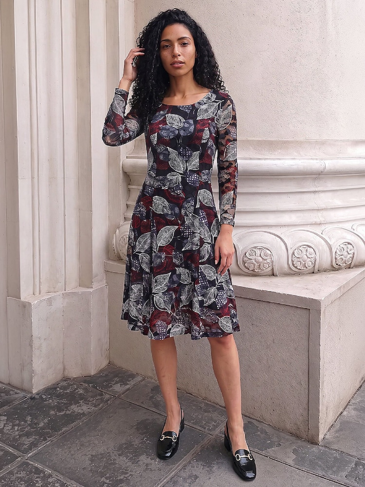 Roman Red Leaf Lace Stretch Dress - Image 2 of 4 Roman Red Leaf Lace Stretch Dress - Image 2 of 4