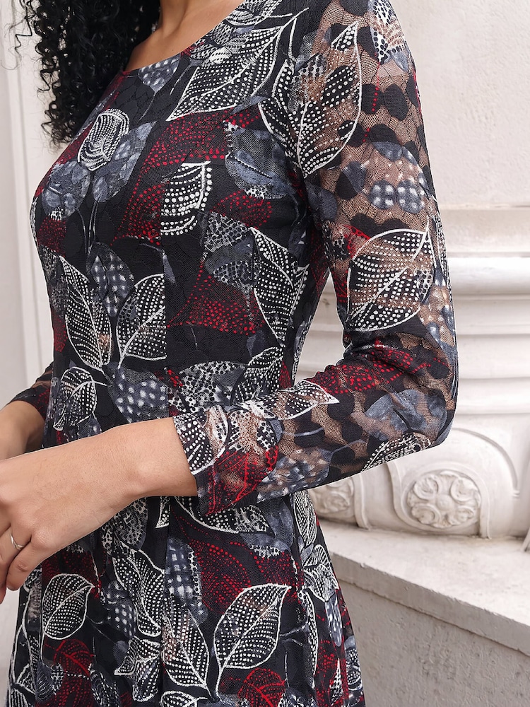 Roman Red Leaf Lace Stretch Dress - Image 4 of 4 Roman Red Leaf Lace Stretch Dress - Image 4 of 4