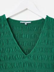 Oliver Bonas Green Shirred Bodice V-Neck Sleeveless Midi Dress - Image 5 of 7
