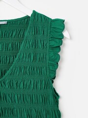 Oliver Bonas Green Shirred Bodice V-Neck Sleeveless Midi Dress - Image 6 of 7