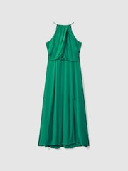 Reiss Green Elliana Drape Front Midi Dress - Image 2 of 5