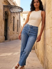 Roman Light Blue Straight Leg Stretch Denim Jeans - Image 1 of 4