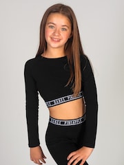 Pineapple Black Tape Girls Long Sleeve Crop Top - Image 1 of 5