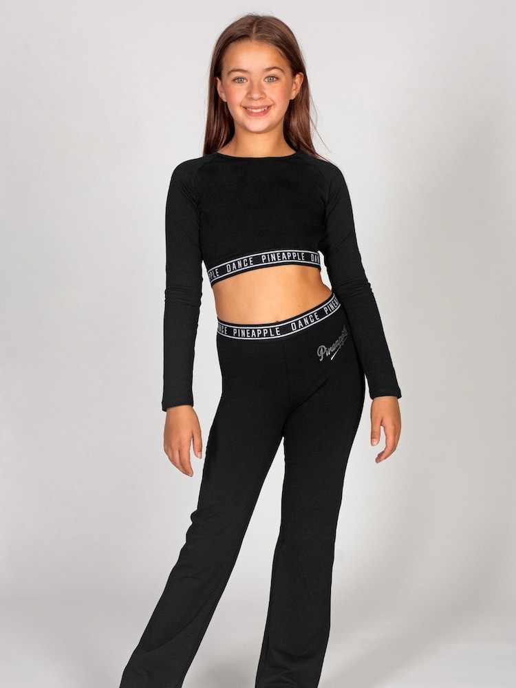 Pineapple Black Tape Girls Long Sleeve Crop Top - Image 2 of 5