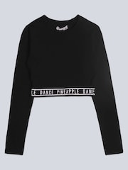 Pineapple Black Tape Girls Long Sleeve Crop Top - Image 5 of 5