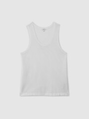 Reiss Optic White Velo Open-Stitch Cotton Vest - Image 2 of 6