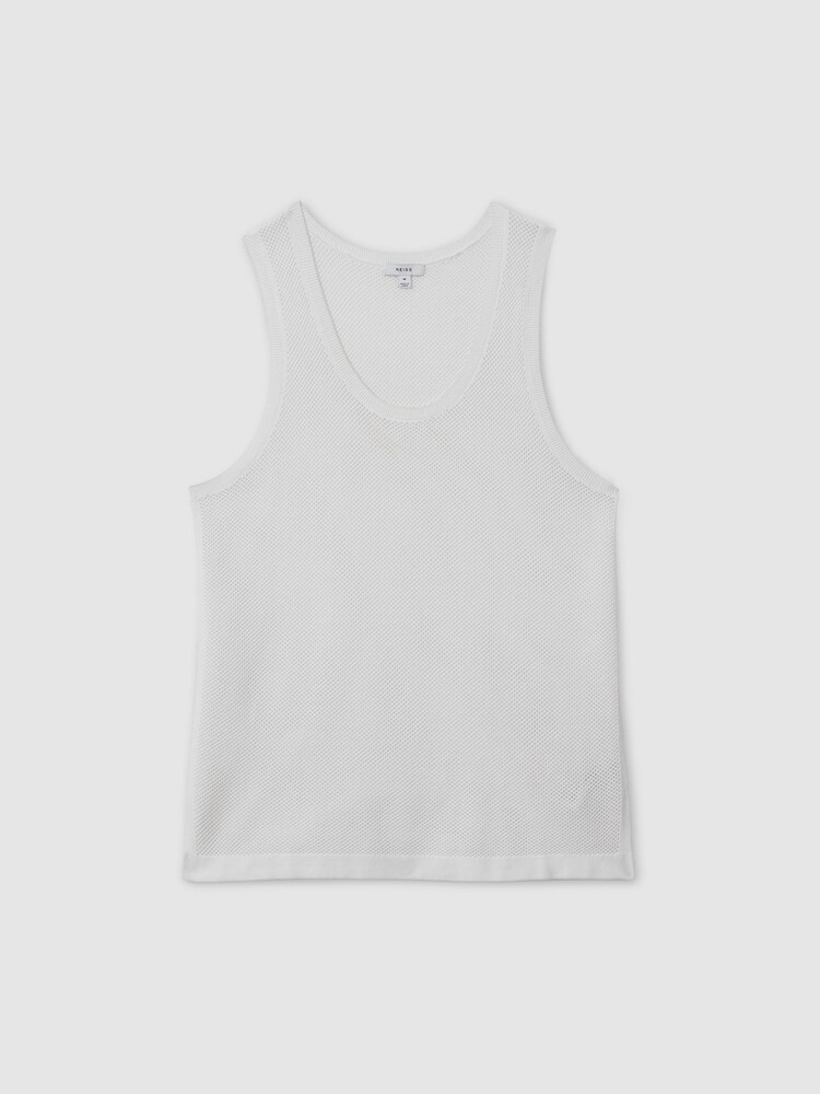 Reiss Optic White Velo Open-Stitch Cotton Vest - Image 2 of 6 Reiss Optic White Velo Open-Stitch Cotton Vest - Image 2 of 6