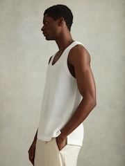 Reiss Optic White Velo Open-Stitch Cotton Vest - Image 3 of 6