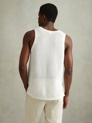 Reiss Optic White Velo Open-Stitch Cotton Vest - Image 5 of 6