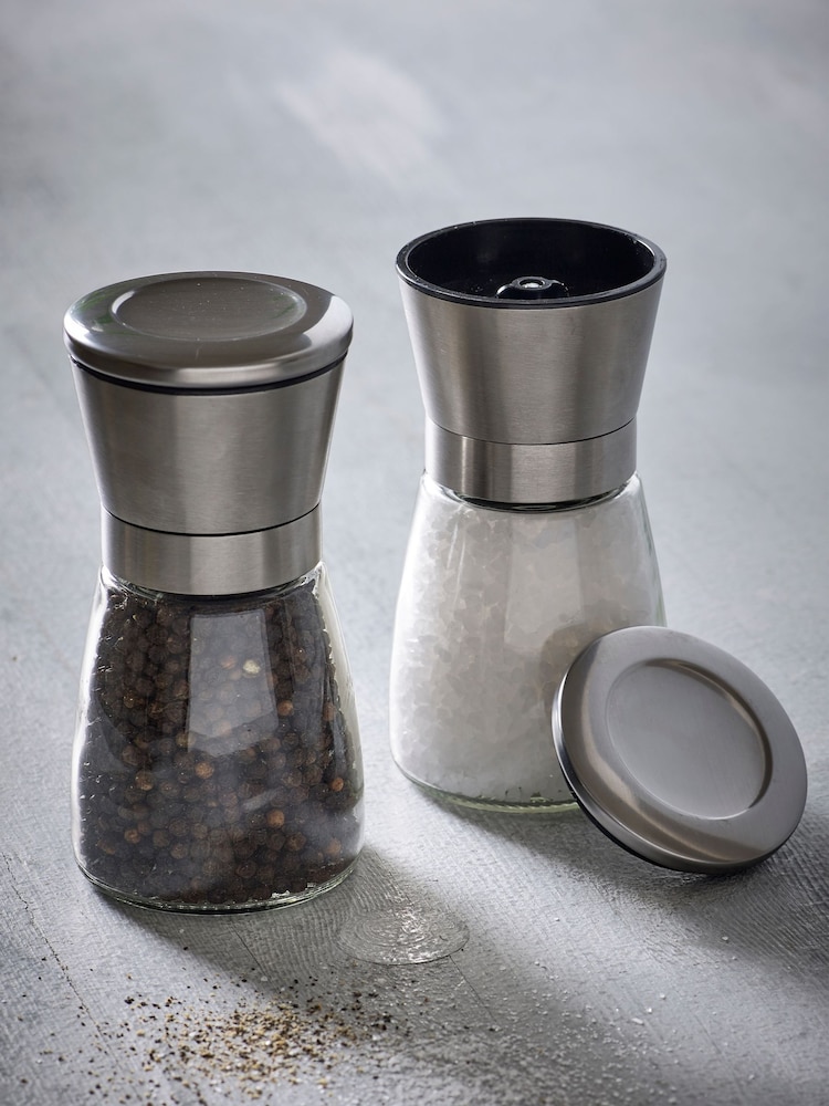 Silver Stainless Steel Salt And Pepper Set - Image 2 of 3