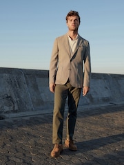 Stone Slim Fit Nova Fides Italian Fabric Textured Cotton Blend Blazer - Image 2 of 11