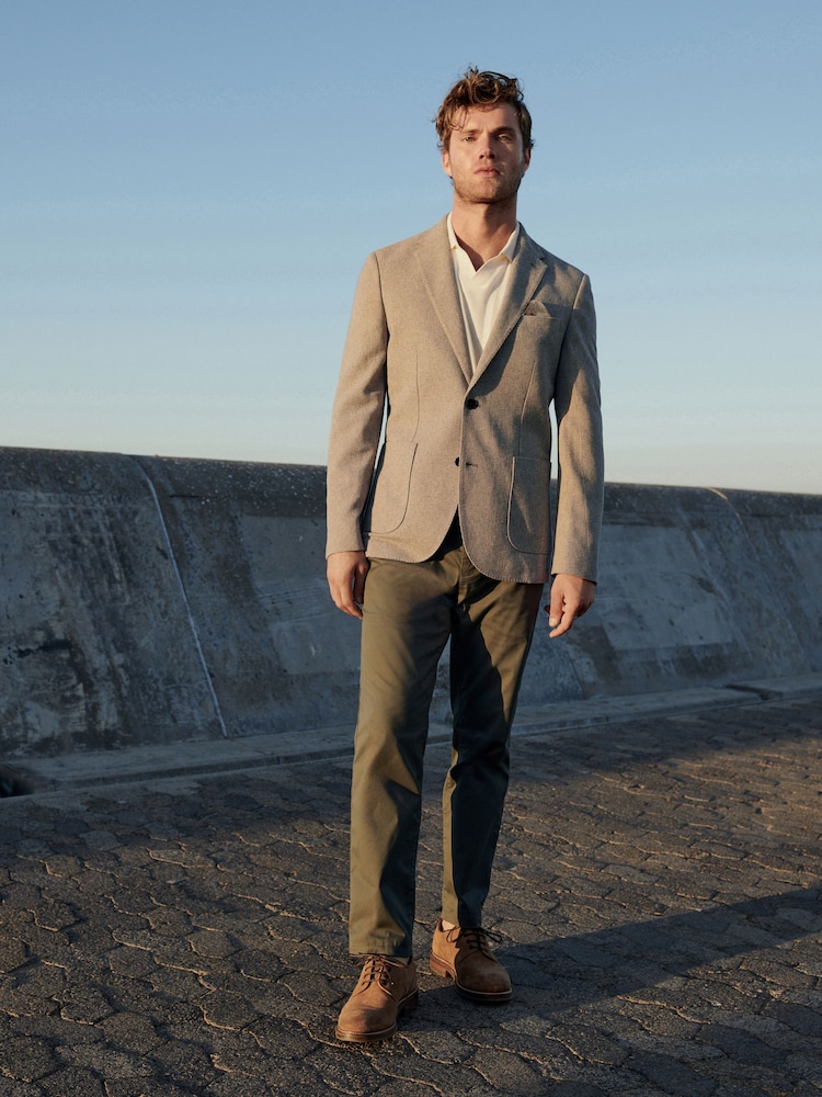 Stone Slim Fit Nova Fides Italian Fabric Textured Cotton Blend Blazer - Image 2 of 11