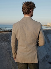 Stone Slim Fit Nova Fides Italian Fabric Textured Cotton Blend Blazer - Image 4 of 11