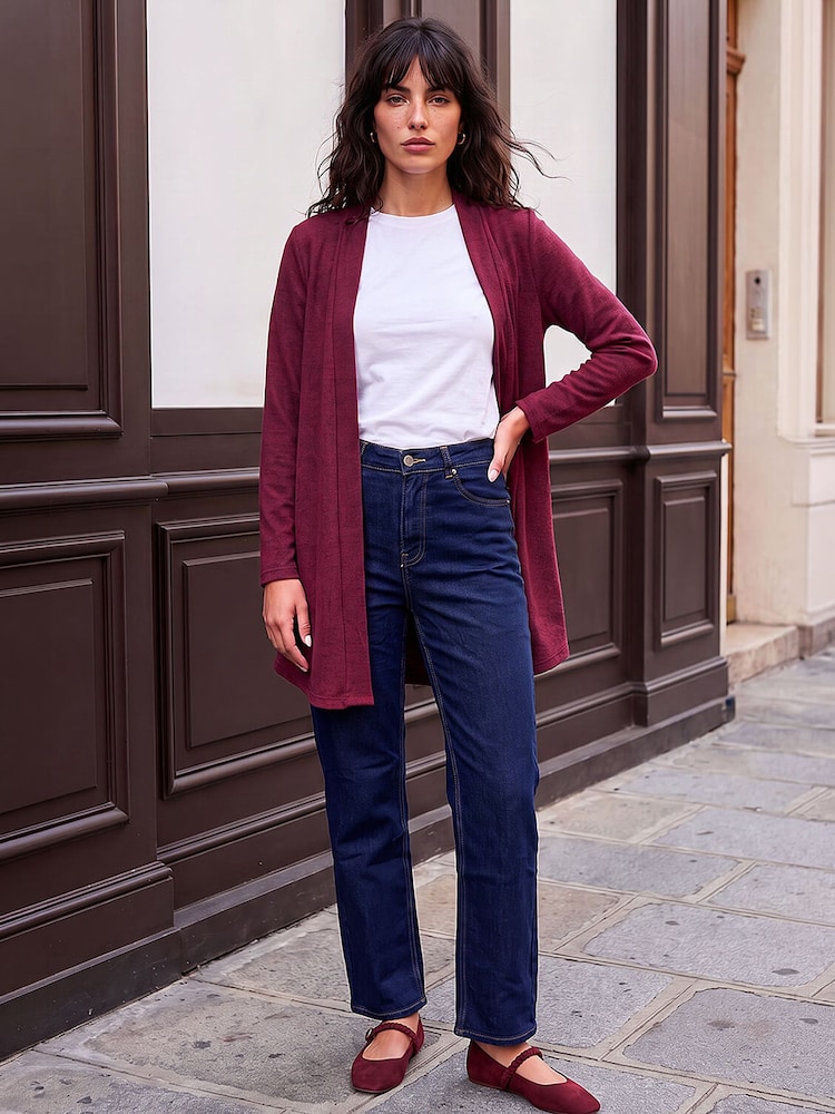 Roman Red Longline Knit Cardigan - Image 2 of 4 Roman Red Longline Knit Cardigan - Image 2 of 4