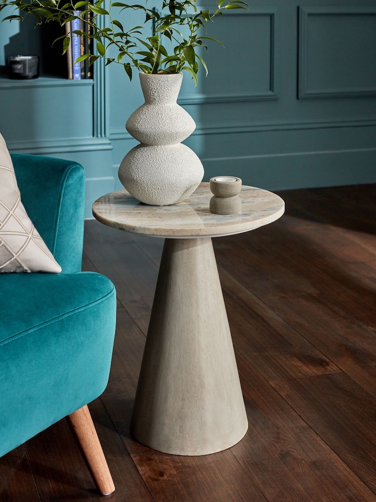 Grey Marble Trumpet Side Table - Image 1 of 4