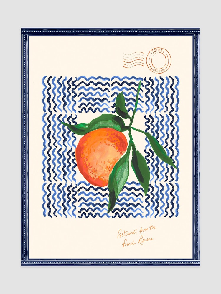 Joules Blue Postcard from the French Riviera Print Wall 40 x 50cm Art - Image 1 of 2