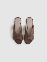 Reiss Tan Rose Leather Slip-On Sandals - Image 3 of 5
