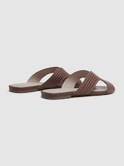 Reiss Tan Rose Leather Slip-On Sandals - Image 4 of 5