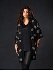 Live Unlimited Black Curve Embellished Beaded Edge to Edge Jacket - Image 1 of 7