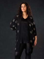 Live Unlimited Black Curve Embellished Beaded Edge to Edge Jacket - Image 2 of 7