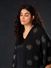 Live Unlimited Black Curve Embellished Beaded Edge to Edge Jacket - Image 4 of 7