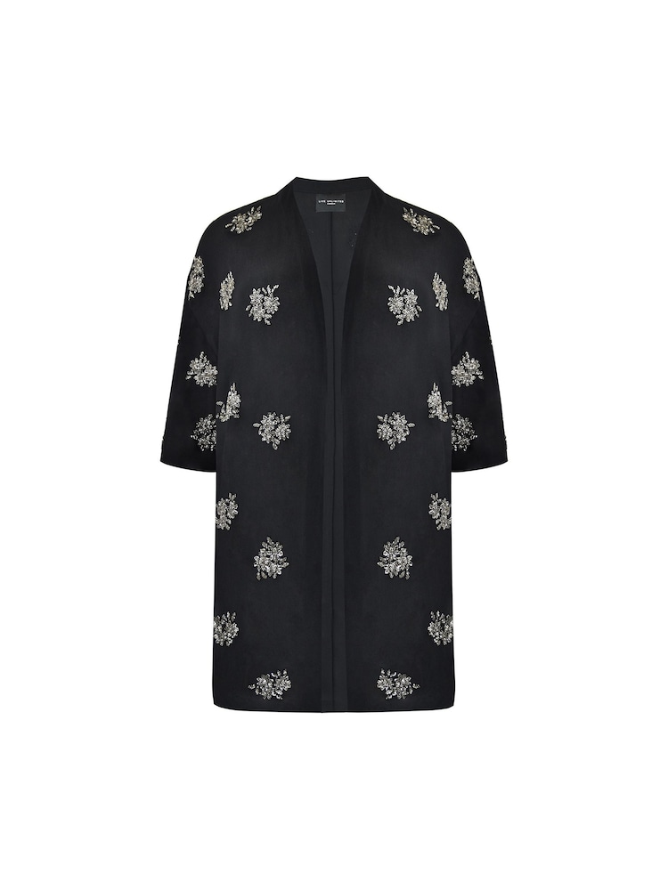 Live Unlimited Black Curve Embellished Beaded Edge to Edge Jacket - Image 7 of 7