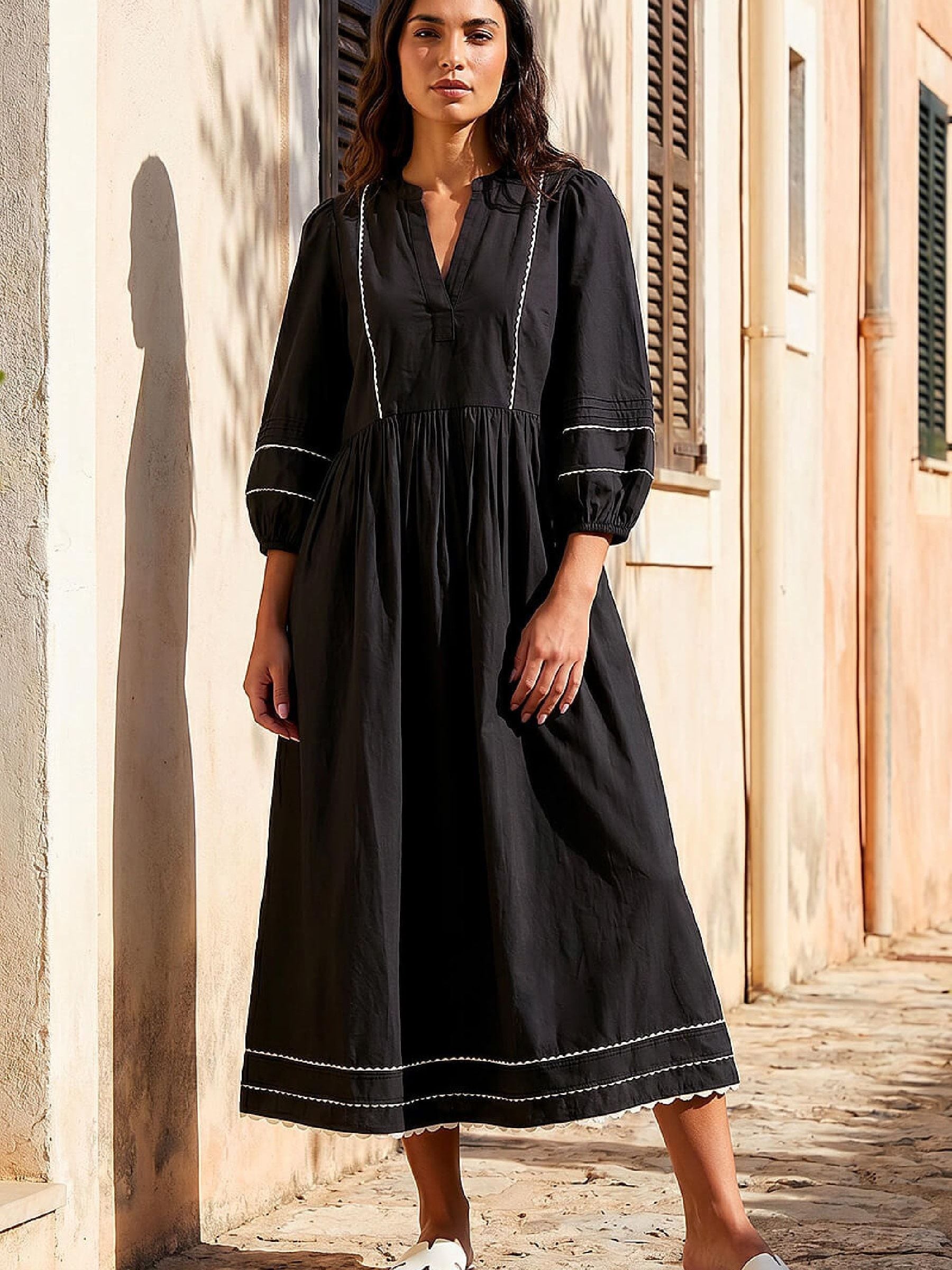 Buy Roman Black Ric Rac Collared Midi Dress from Next USA