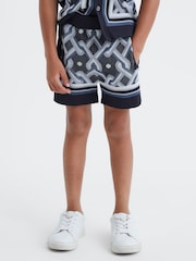 Reiss Navy Multi Jack 3-9 yrs Knitted Elasticated Waistband Shorts - Image 3 of 6