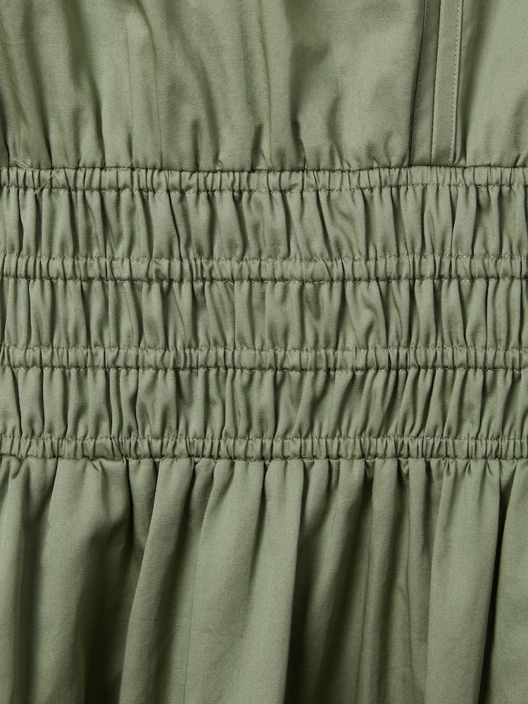 Verde - Vestido a media pierna de algodón con cintura fruncida Lena de Reiss - Imagen 6 de 6 Verde - Vestido a media pierna de algodón con cintura fruncida Lena de Reiss - Imagen 6 de 6