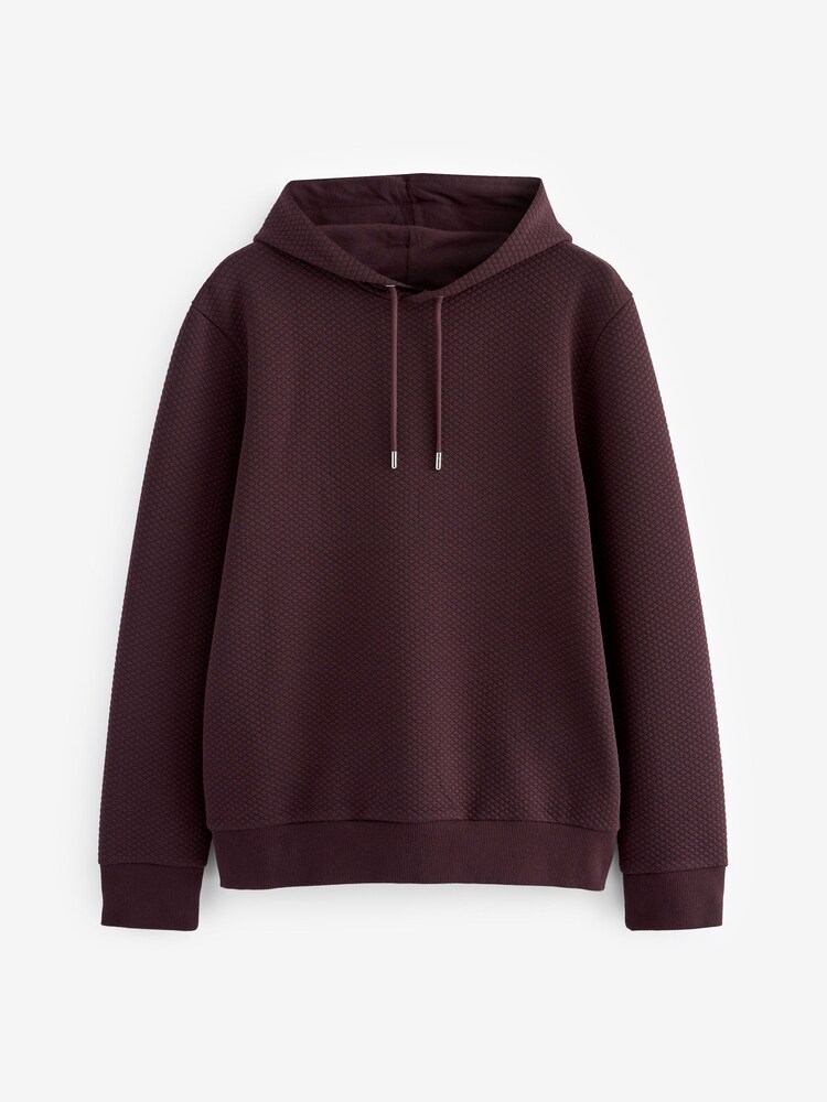 Burgundy Red Hooded Premium Textured Overhead Hoodie - Image 7 of 9