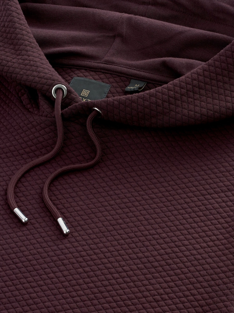 Burgundy Red Hooded Premium Textured Overhead Hoodie - Image 8 of 9