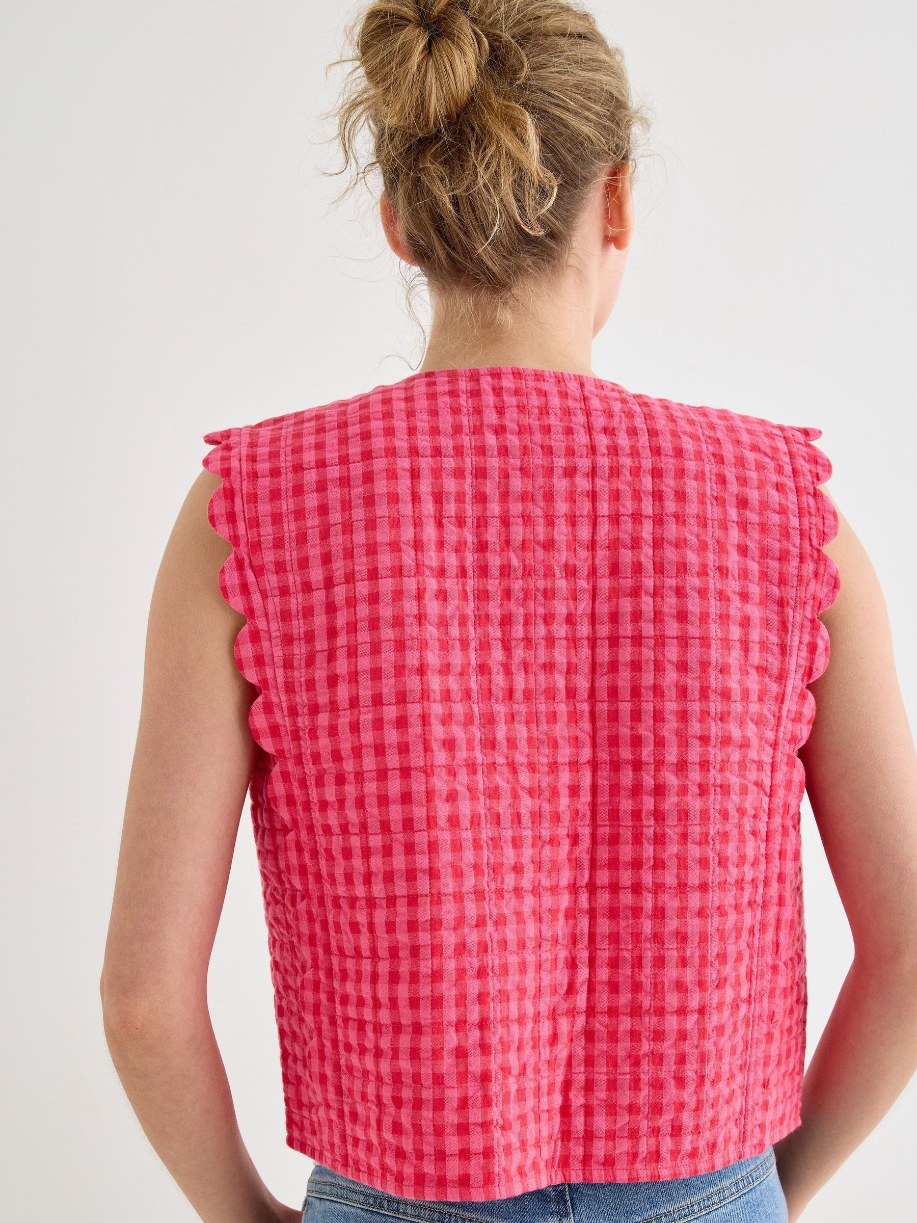 Buy Oliver Bonas Pink Gingham Tie Front Quilted Gilet from Next