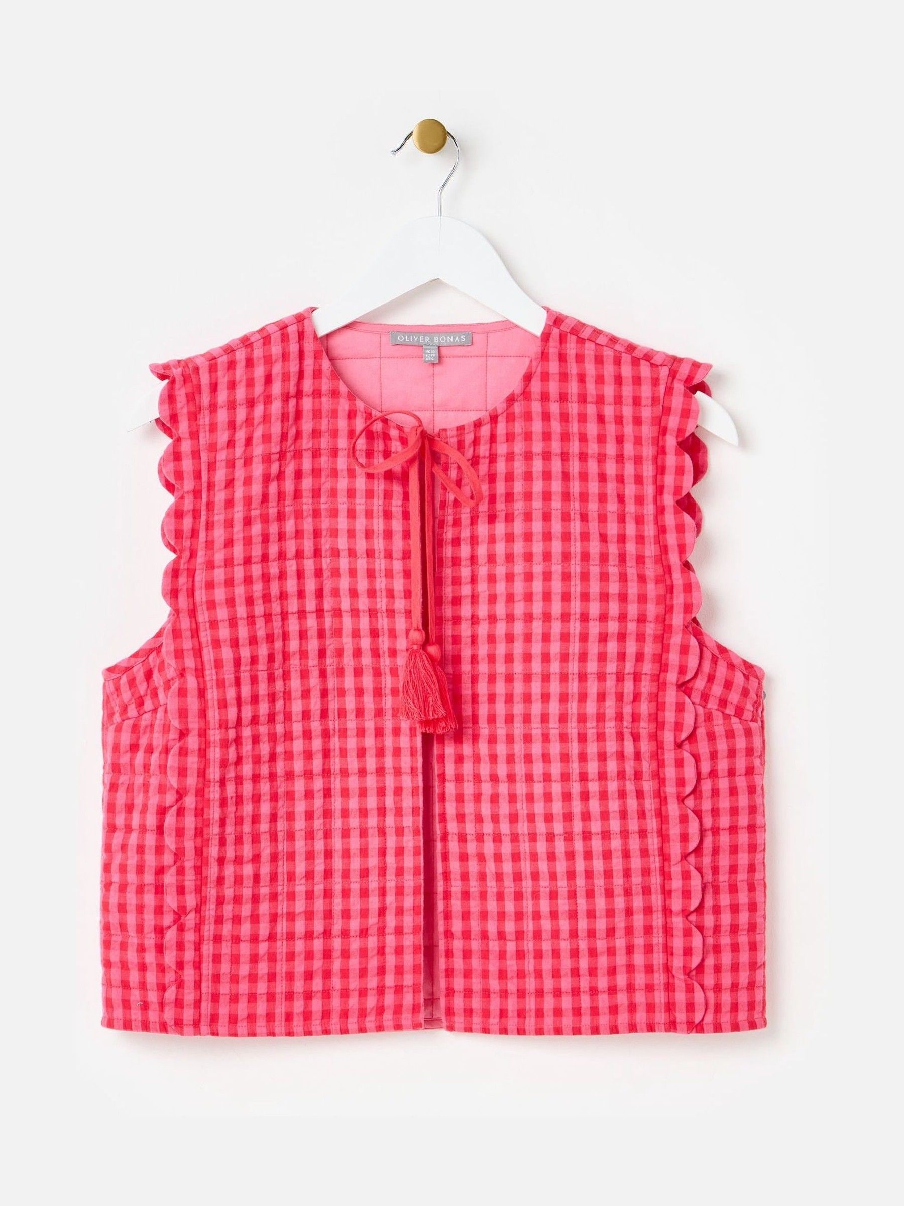 Buy Oliver Bonas Pink Gingham Tie Front Quilted Gilet from Next