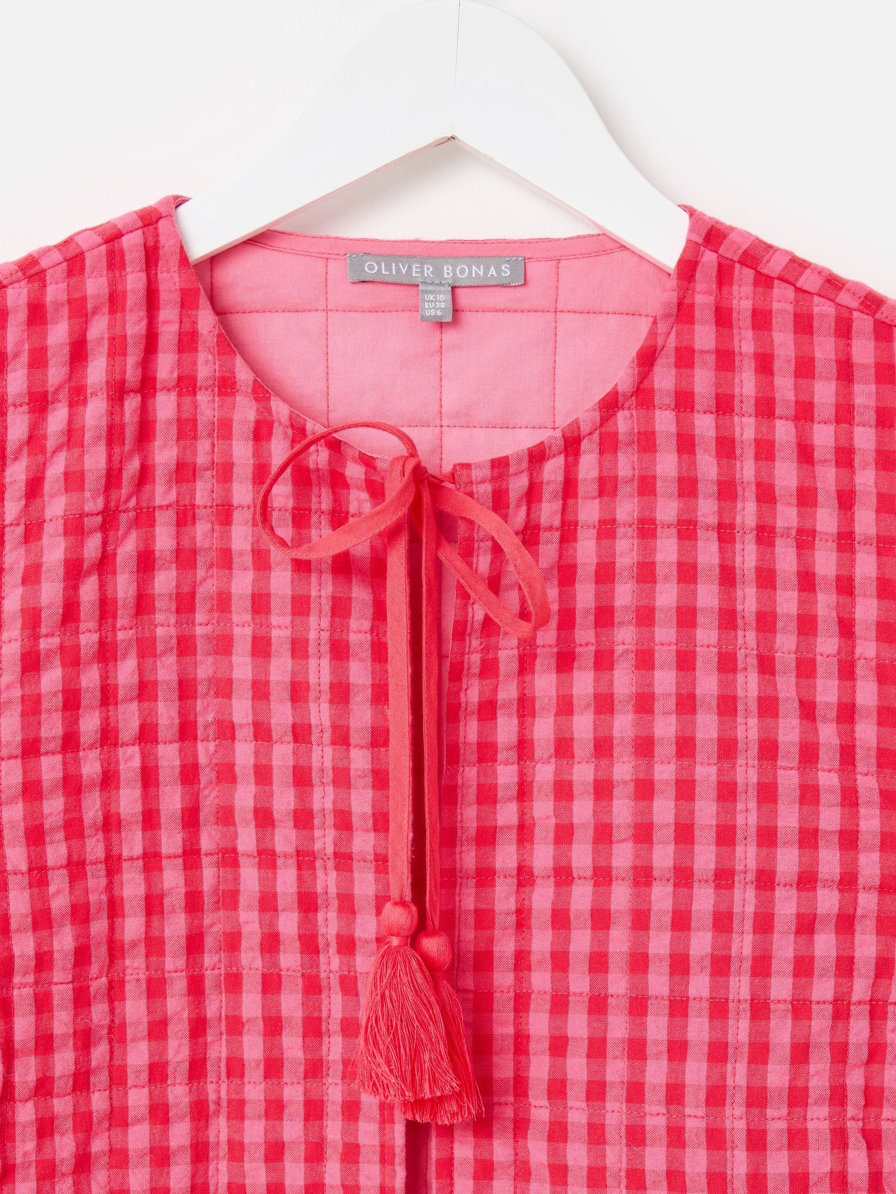 Buy Oliver Bonas Pink Gingham Tie Front Quilted Gilet from Next
