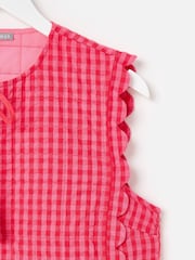 Oliver Bonas Pink Gingham Tie Front Quilted Gilet - Image 6 of 7