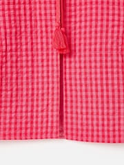 Oliver Bonas Pink Gingham Tie Front Quilted Gilet - Image 7 of 7