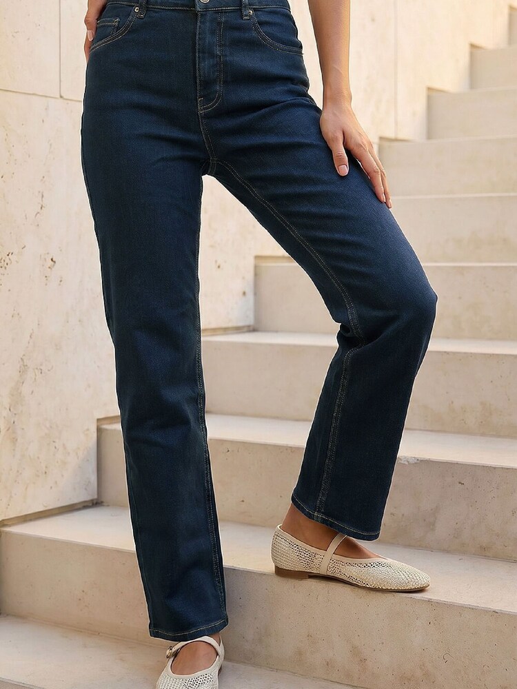 Roman Indigo Blue Straight Leg Stretch Denim Jeans - Image 2 of 4 Roman Indigo Blue Straight Leg Stretch Denim Jeans - Image 2 of 4