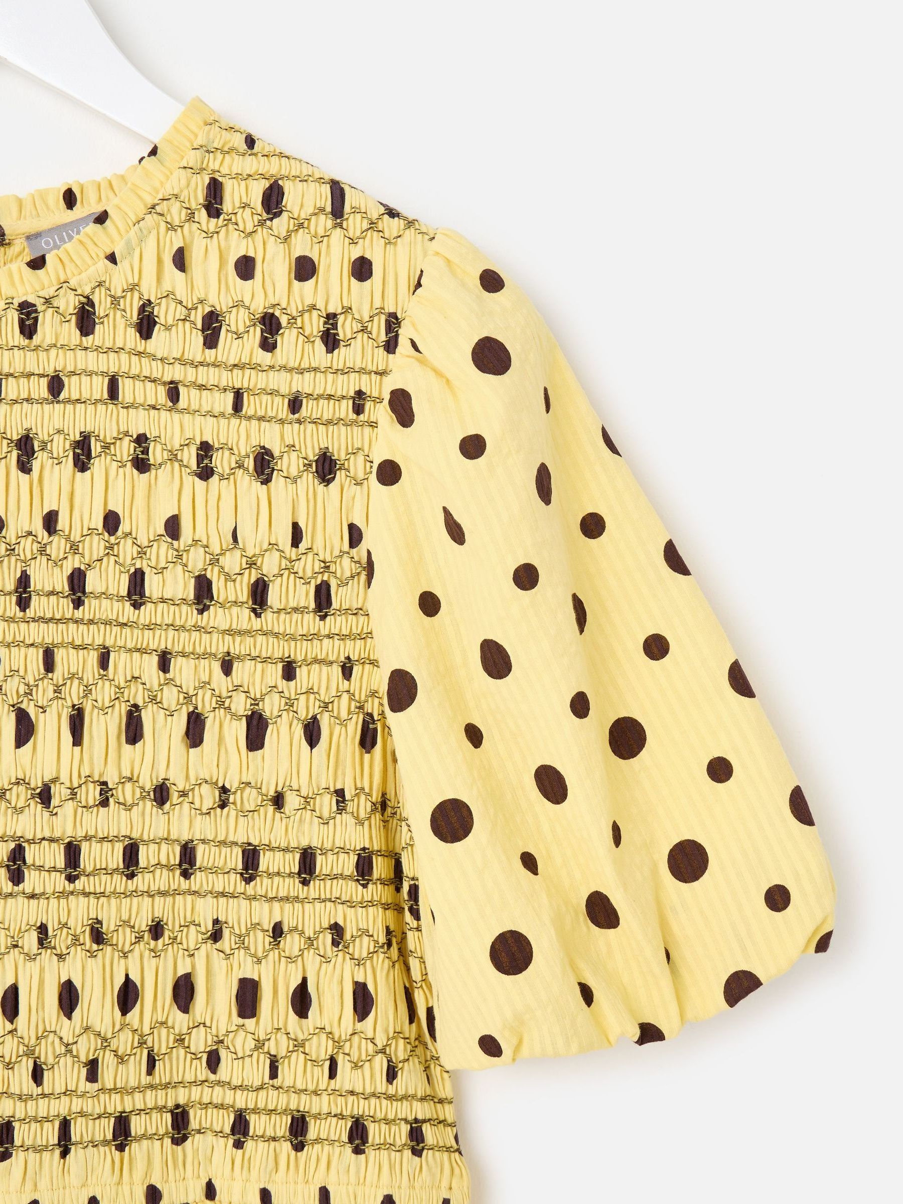 yellow black polka dot dress Yellow Black Polka Dot Dress With Sleeves | Midi