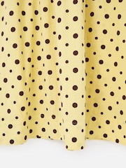 Oliver Bonas Butter Yellow & Brown Polka Dot Shirred Bodice Midi Dress - Image 7 of 7