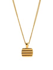 Oliver Bonas Gold Bibi Gold Tone Waterproof Ridged Disc Pendant Necklace - Image 3 of 4