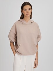 Reiss Stone Cody Cotton Blend Crew Neck Hoodie - Image 1 of 5