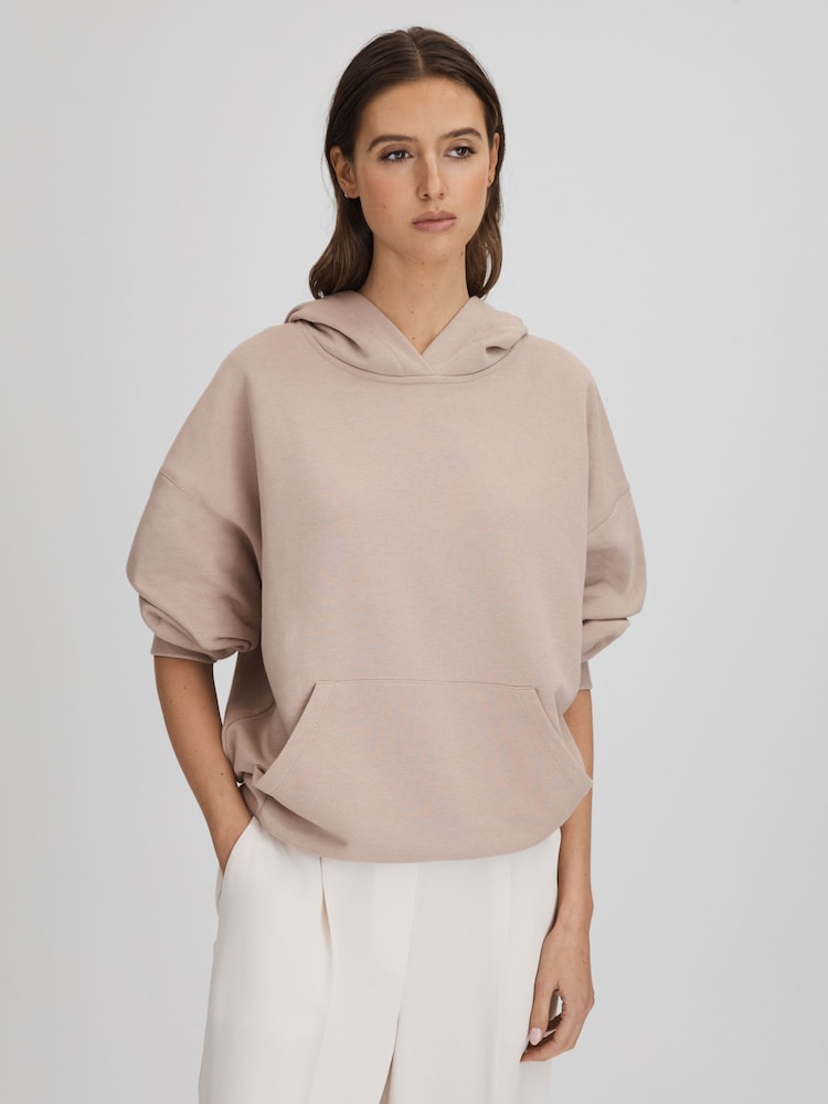 Reiss Stone Cody Cotton Blend Crew Neck Hoodie - Image 1 of 5