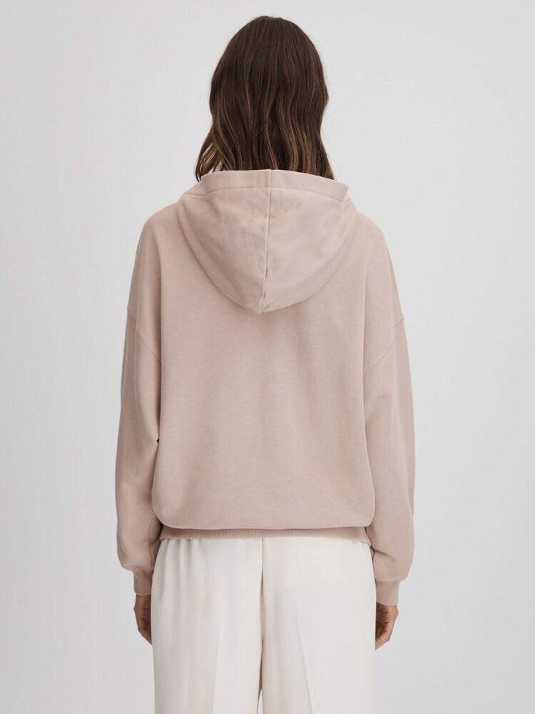 Reiss Stone Cody Cotton Blend Crew Neck Hoodie - Image 5 of 5
