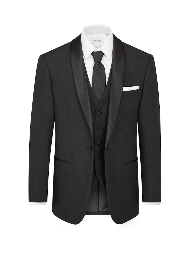 Schwarz - Skopes Newman karierte Anzugjacke Tailored Fit, Blau - Bild 7 von 7