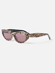 Oliver Bonas Brown Animal Print Cat Eye Acetate Sunglasses - Image 2 of 5