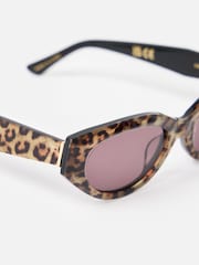 Oliver Bonas Brown Animal Print Cat Eye Acetate Sunglasses - Image 4 of 5