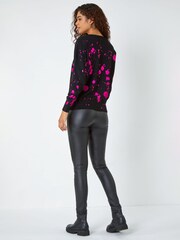 Roman Pink Metallic Foil Print Jumper - Image 3 of 5
